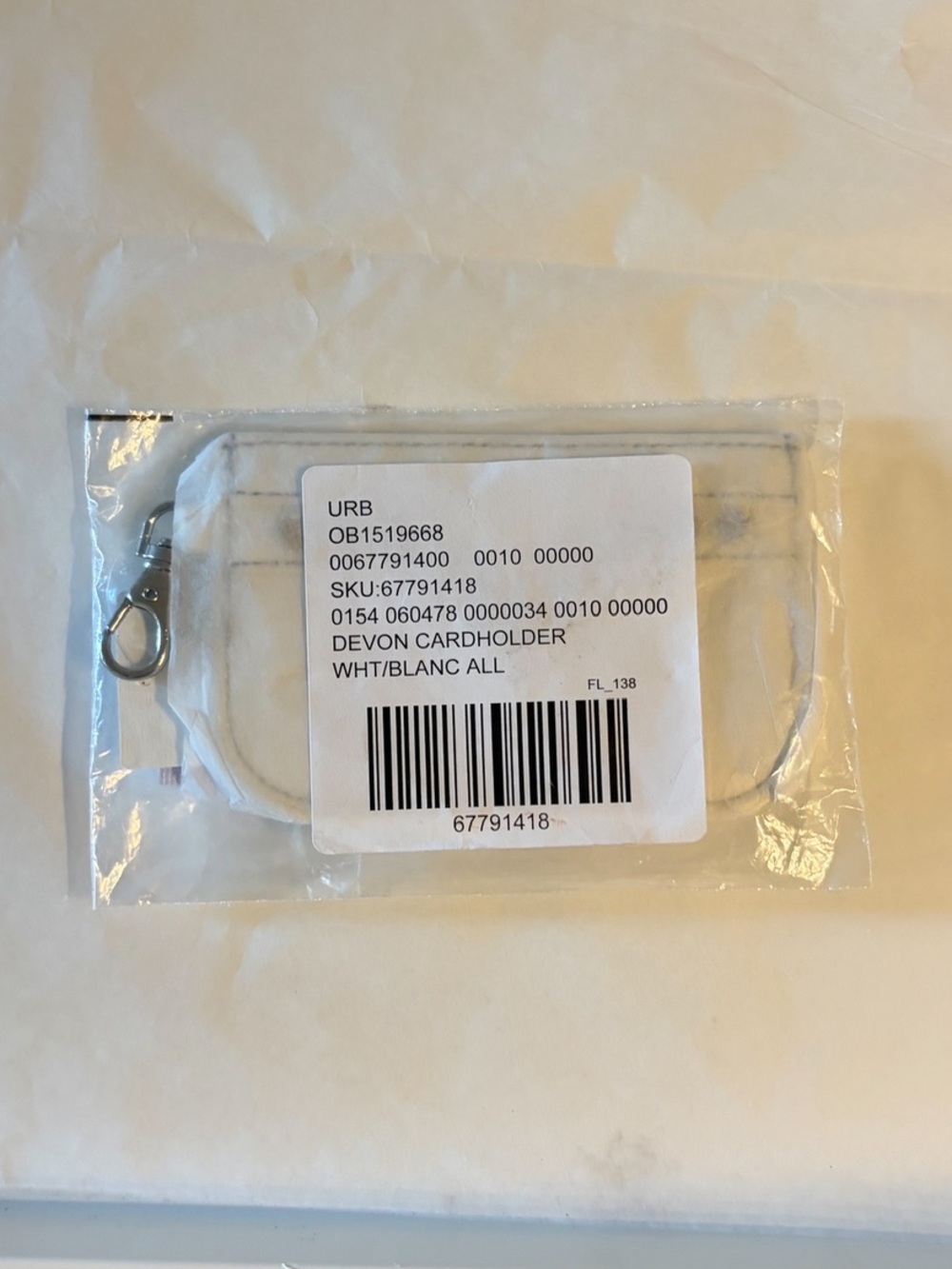 Urban Outfitters Devon Studded Cardholder White Silver Wallet Keychain NEW NWT - Picture 6 of 8